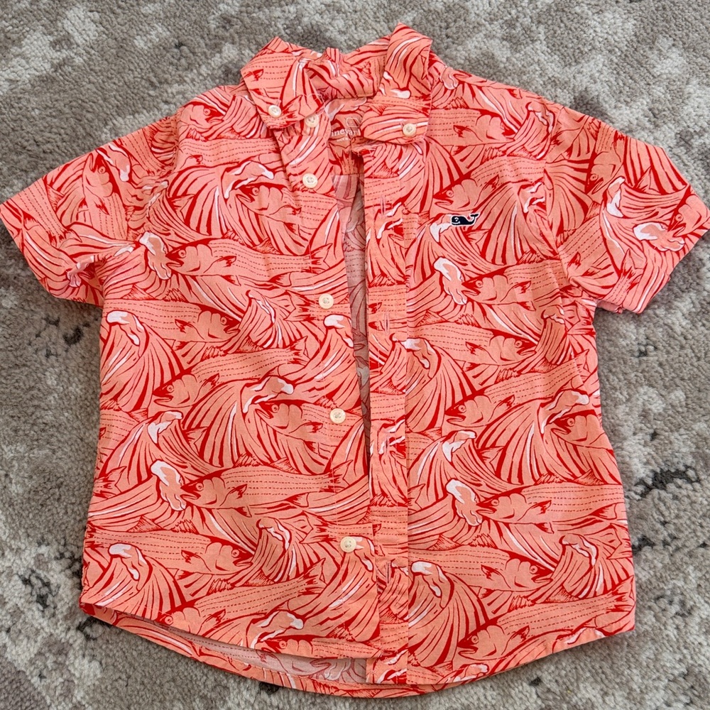 Vineyard Vines Kids Red Patterned Button Down Shirt